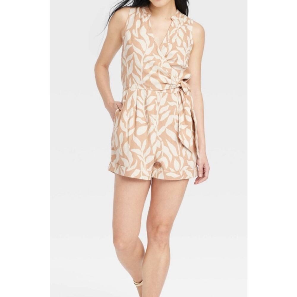a new day Women Romper Brown-Cream XL